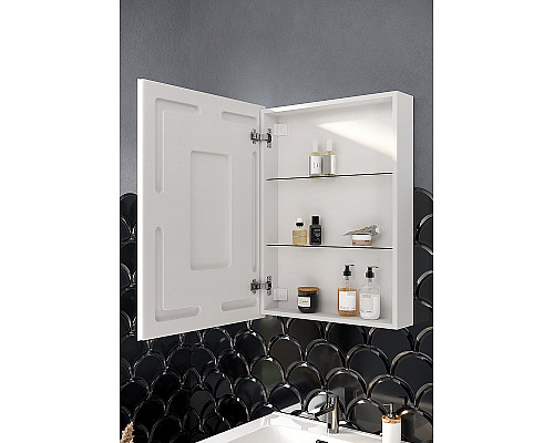 Приобрести Зеркальный шкаф Sancos Cube 60 CU600 с подсветкой Белый с сенсорным выключателем в магазине сантехники Santeh-Crystal.ru