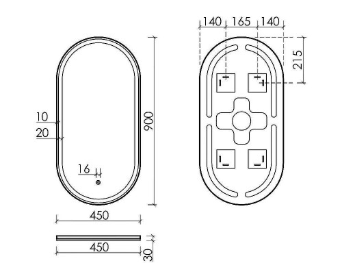 Зеркало Sancos Oval 45 OV45F с подсветкой с сенсорным выключателем и диммером
