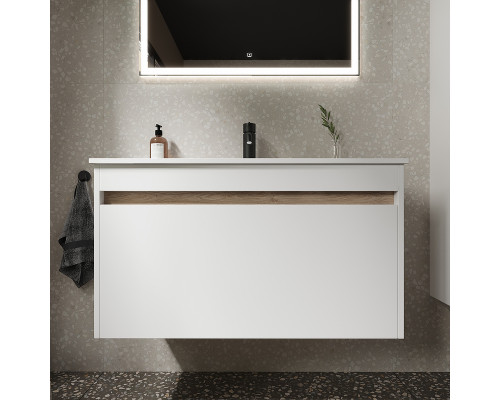 Купить Тумба под раковину Sancos Smart 90 SM90W подвесная Белый глянец в магазине сантехники Santeh-Crystal.ru