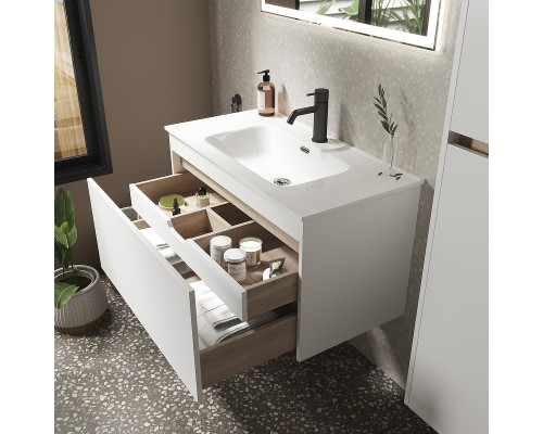 Купить Тумба под раковину Sancos Smart 90 SM90W подвесная Белый глянец в магазине сантехники Santeh-Crystal.ru