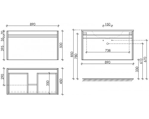 Купить Тумба под раковину Sancos Smart 90 SM90W подвесная Белый глянец в магазине сантехники Santeh-Crystal.ru