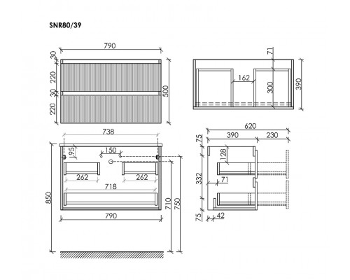 Тумба под раковину Sancos Snob R 80 SNR80/39W подвесная цвет Bianco