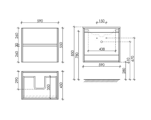 Заказать Тумба под раковину Sancos Urban 60 UR60W подвесная Белый глянец в магазине сантехники Santeh-Crystal.ru
