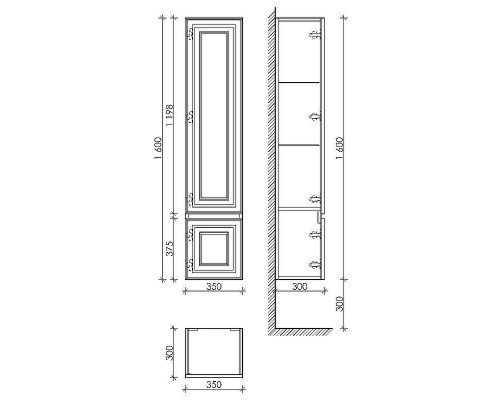 Шкаф пенал Sancos Very 35 L PVR35LSM подвесной Doha Soft
