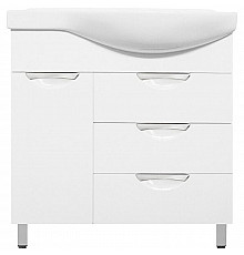 Тумба под раковину Style Line Жасмин 82 L ЛС-00000526 с бельевой корзиной Белая