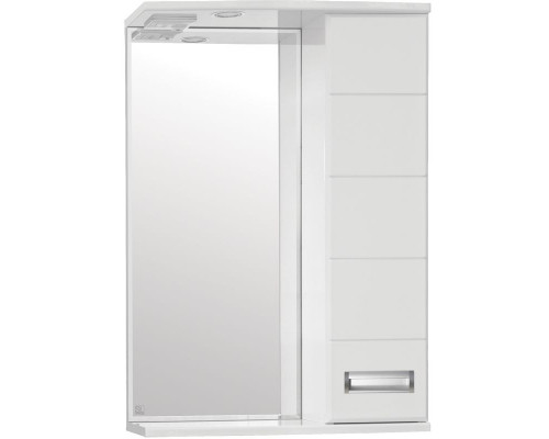 Приобрести Зеркало со шкафом Style Line Ирис 55 С с подсветкой Белый глянец в магазине сантехники Santeh-Crystal.ru