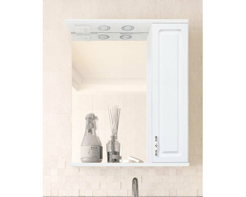 Заказать Зеркало со шкафом Style Line Олеандр 2 Люкс 55 ЛС-00000049 с подсветкой Белое в магазине сантехники Santeh-Crystal.ru