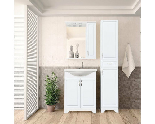 Заказать Зеркало со шкафом Style Line Олеандр 2 Люкс 55 ЛС-00000049 с подсветкой Белое в магазине сантехники Santeh-Crystal.ru