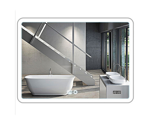 Купить Зеркало Vincea 100 VLM-2A100-2W с подсветкой с часами и функцией антизапотевания в магазине сантехники Santeh-Crystal.ru