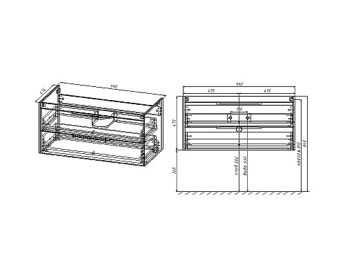 Купить Тумба под раковину Vincea Chiara 2D 100 VMC-2C2100RO подвесная R.Oak в магазине сантехники Santeh-Crystal.ru