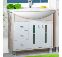 Тумба под раковину Бриклаер Бали 85 4627125411311 Светлая лиственница Белая глянцевая