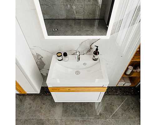 Купить Тумба под раковину Бриклаер Берлин 70 4627125416071 подвесная Белый глянец в магазине сантехники Santeh-Crystal.ru