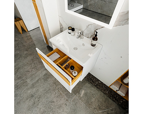 Купить Тумба под раковину Бриклаер Берлин 70 4627125416071 подвесная Белый глянец в магазине сантехники Santeh-Crystal.ru