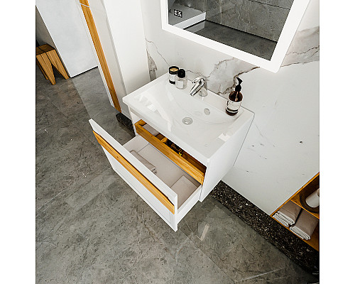 Купить Тумба под раковину Бриклаер Берлин 70 4627125416071 подвесная Белый глянец в магазине сантехники Santeh-Crystal.ru