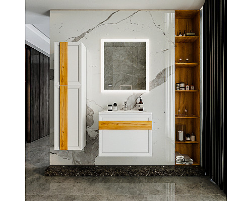 Купить Тумба под раковину Бриклаер Берлин 70 4627125416071 подвесная Белый глянец в магазине сантехники Santeh-Crystal.ru