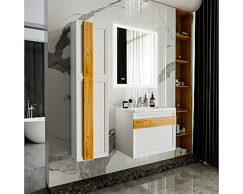 Купить Тумба под раковину Бриклаер Берлин 70 4627125416071 подвесная Белый глянец в магазине сантехники Santeh-Crystal.ru