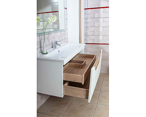 Заказать Тумба под раковину Бриклаер Брайтон 100 4627125415760 подвесная Белая матовая Дуб Кера в магазине сантехники Santeh-Crystal.ru