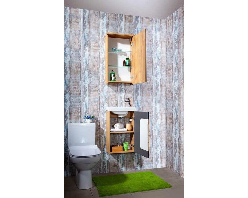 Купить Тумба под раковину Бриклаер Форест 40 4627125414633 подвесная Дуб золотой Антрацит в магазине сантехники Santeh-Crystal.ru