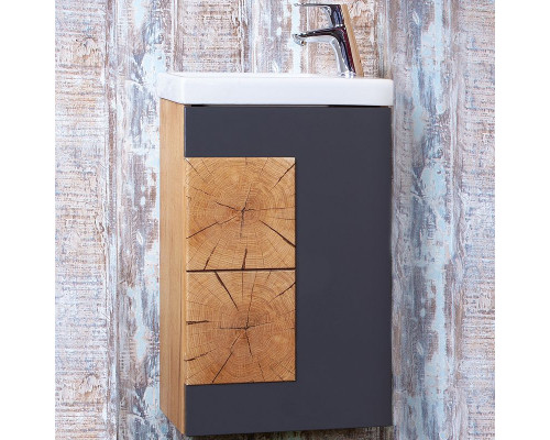 Купить Тумба под раковину Бриклаер Форест 40 4627125414633 подвесная Дуб золотой Антрацит в магазине сантехники Santeh-Crystal.ru