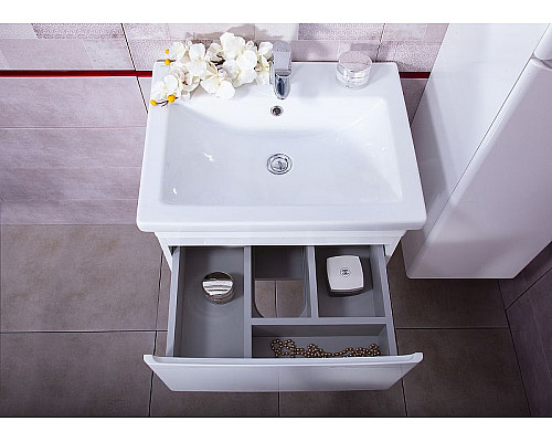 Заказать Тумба под раковину Бриклаер Вега 50 4627125414046 подвесная Белый глянец в магазине сантехники Santeh-Crystal.ru