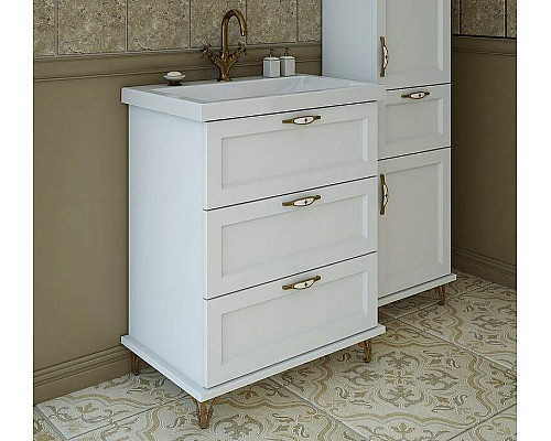 Купить Тумба с раковиной Эстет Bali Classic 75 ФР-00002232 Белая в магазине сантехники Santeh-Crystal.ru