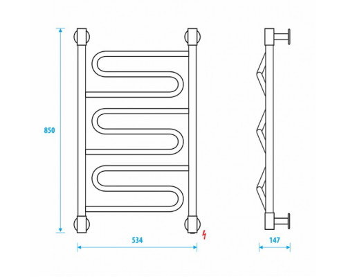 Заказать Электрический полотенцесушитель Energy Bravo 2 850x500 EETRBRAVO2855000000 Хром в магазине сантехники Santeh-Crystal.ru