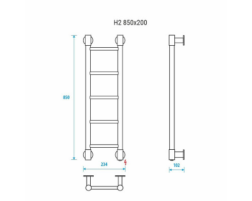 Приобрести Электрический полотенцесушитель Energy H2 850x200 EETR0000H2852000000 Хром в магазине сантехники Santeh-Crystal.ru