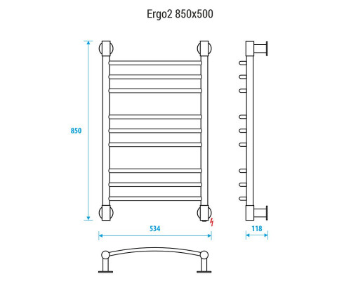 Приобрести Электрический полотенцесушитель Energy Ergo 2 850x500 EETR0ERGO2855000000 Хром в магазине сантехники Santeh-Crystal.ru