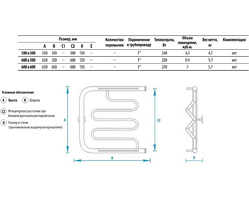 Заказать Водяной полотенцесушитель Energy Mix 600x600 EWTR00MIX0606000000 с полкой Хром в магазине сантехники Santeh-Crystal.ru