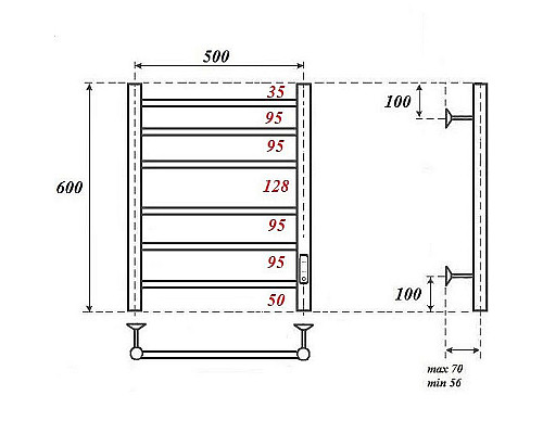 Santeh-Crystal.ru: Электрический полотенцесушитель Point Аврора PN10856BR П6 500x600 диммер справа Бронза Купить Электрический полотенцесушитель Point Аврора PN10856BR П6 500x600 диммер справа Бронза в магазине сантехники Santeh-Crystal.ru