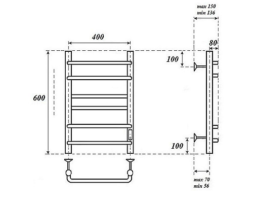 Santeh-Crystal.ru: Электрический полотенцесушитель Point Сатурн PN90846 П6 400x600 диммер справа Хром Купить Электрический полотенцесушитель Point Сатурн PN90846 П6 400x600 диммер справа Хром в магазине сантехники Santeh-Crystal.ru
