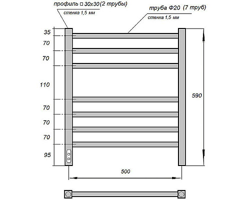 Santeh-Crystal.ru: Электрический полотенцесушитель Point Веста PN70756W П7 500x600 диммер слева Белый Заказать Электрический полотенцесушитель Point Веста PN70756W П7 500x600 диммер слева Белый в магазине сантехники Santeh-Crystal.ru