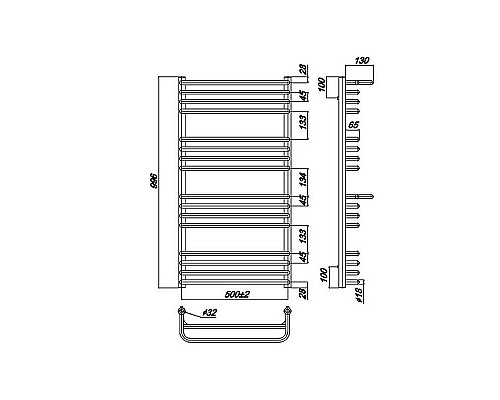 Заказать Водяной полотенцесушитель Ravak Optima 50х100 X04000083686 с полкой Хром в магазине сантехники Santeh-Crystal.ru