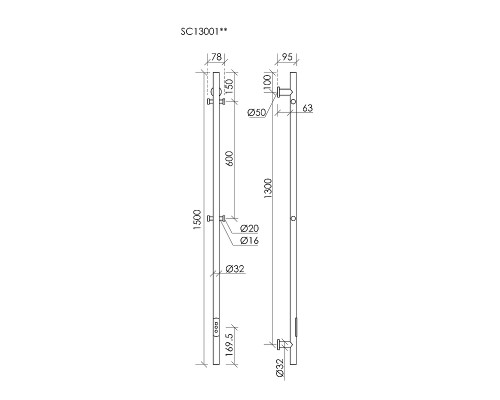 Электрический полотенцесушитель Sancos Etna 150x3 SC13001CH цвет Хром