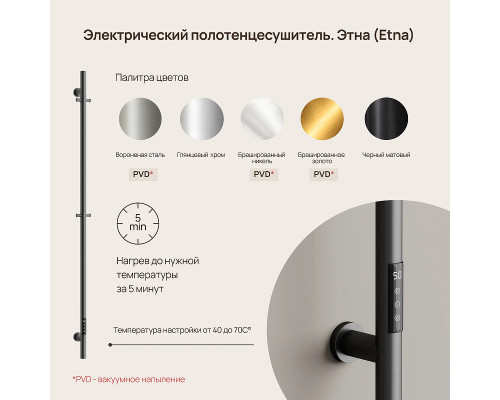 Электрический полотенцесушитель Sancos Etna 150x3 SC13001GG цвет Вороненая сталь