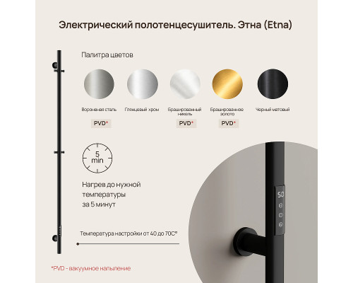 Электрический полотенцесушитель Sancos Etna 150x3 SC13001MB цвет Черный матовый