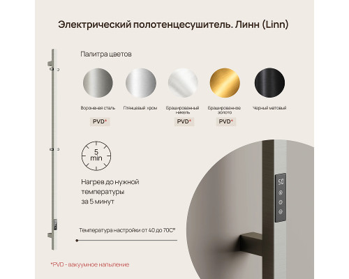Электрический полотенцесушитель Sancos Linn 150x3 SC13002BN цвет Никель брашированный