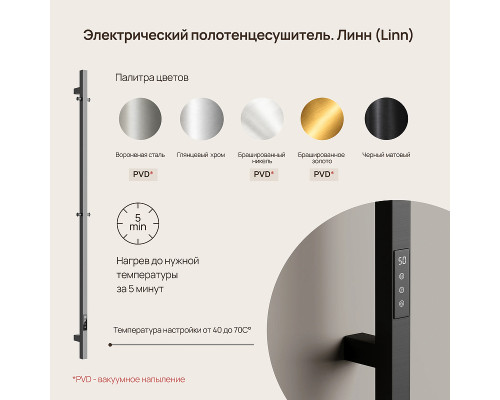 Электрический полотенцесушитель Sancos Linn 150x3 SC13002GG цвет Вороненая сталь