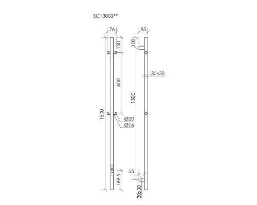 Электрический полотенцесушитель Sancos Linn 150x3 SC13002GG цвет Вороненая сталь