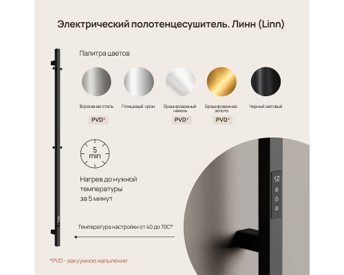 Электрический полотенцесушитель Sancos Linn 150x3 SC13002MB цвет Черный матовый