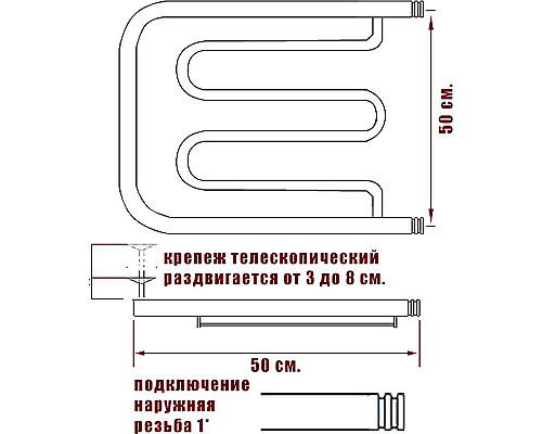 Заказать Водяной полотенцесушитель Ника Econ ПМ 50/50 с полкой Бронза в магазине сантехники Santeh-Crystal.ru