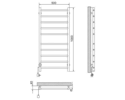 Заказать Электрический полотенцесушитель Ника WAY-2 100/50 Черный матовый в магазине сантехники Santeh-Crystal.ru