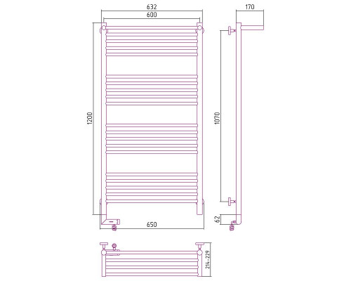 Купить Электрический полотенцесушитель Сунержа Богема 2.0 1200x600 L 00-5206-1260 с полкой Хром в магазине сантехники Santeh-Crystal.ru