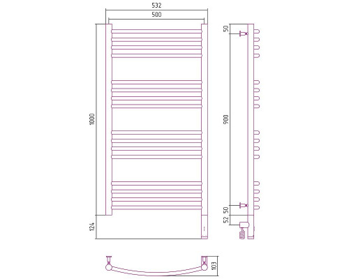 Купить Электрический полотенцесушитель Сунержа Богема 3.0 1000x500 R 00-5803-1050 Хром в магазине сантехники Santeh-Crystal.ru