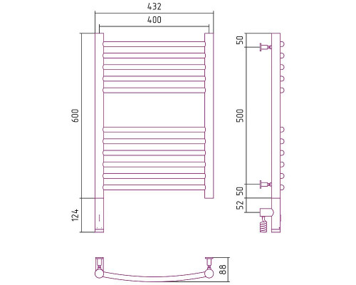 Приобрести Электрический полотенцесушитель Сунержа Богема 3.0 600x400 L 00-5802-6040 Хром в магазине сантехники Santeh-Crystal.ru