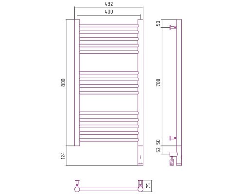 Приобрести Электрический полотенцесушитель Сунержа Богема 3.0 прямая 800x400 R 00-5805-8040 Хром в магазине сантехники Santeh-Crystal.ru