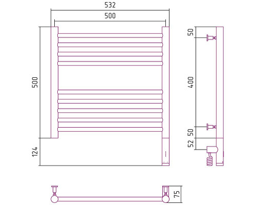 Приобрести Электрический полотенцесушитель Сунержа Богема 3.0 прямая 500x500 R 00-5805-5050 Хром в магазине сантехники Santeh-Crystal.ru