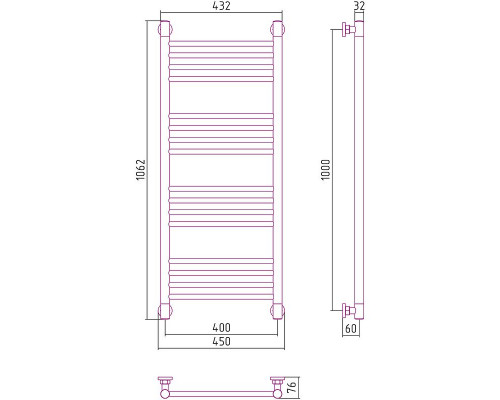 Купить Водяной полотенцесушитель Сунержа Богема+ прямая 1000х400 12-0220-1040 Белый в магазине сантехники Santeh-Crystal.ru