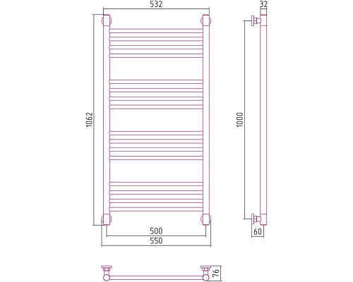 Приобрести Водяной полотенцесушитель Сунержа Богема+ прямая 1000х500 31-0220-1050 Черный матовый в магазине сантехники Santeh-Crystal.ru