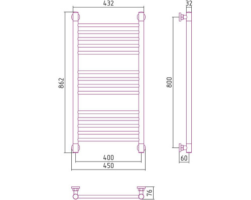 Заказать Водяной полотенцесушитель Сунержа Богема+ прямая 800x400 12-0220-8040 Белый в магазине сантехники Santeh-Crystal.ru